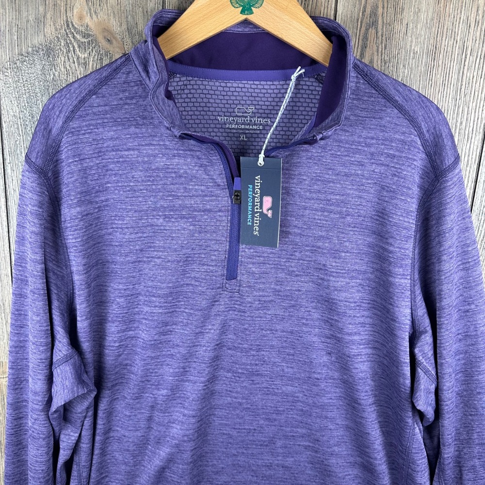 Vineyard Vines Performance Sankaty Quarter Zip Pullover Purple NWT Mens XL - Picture 3 of 7